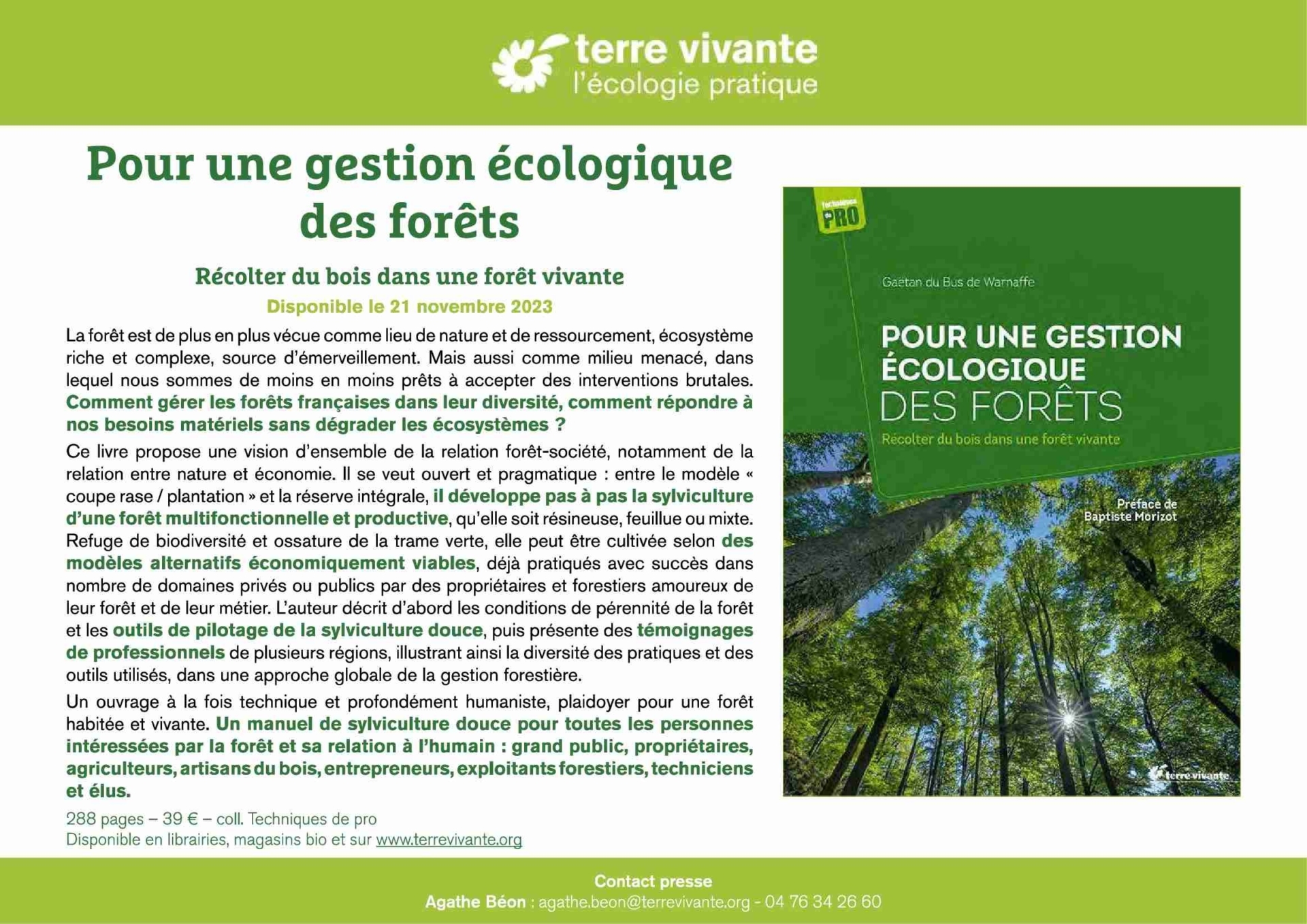 Gaétan Dubus dialogue autour de son livre : Pour une gestion écologique des forêts
